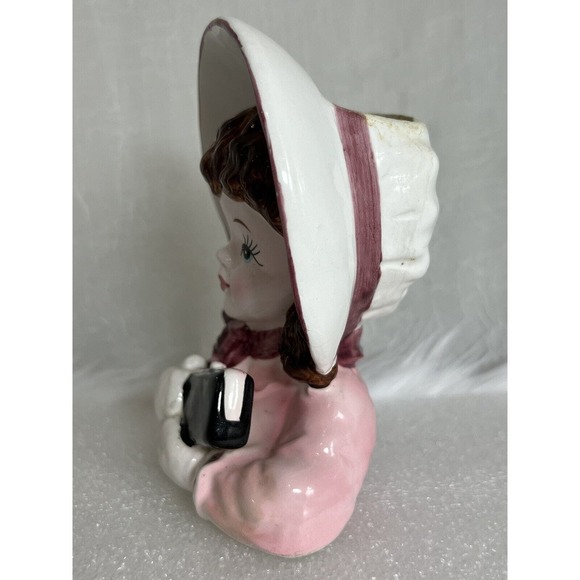 VINTAGE NORCREST Lady Head Vase, E399, Bonnet - Picture 3 of 9